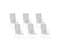 Conjunto De 6 Sillas De Jardín Estructura De Aluminio Gris Plegables Reclinables Catania
