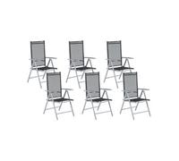 Conjunto De 6 Sillas De Jardín Estructura De Aluminio Negro Plegables Reclinables Catania