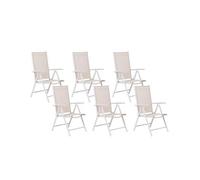 Conjunto De 6 Sillas De Jardín Estructura De Aluminio Plegables Reclinables Beige Catania