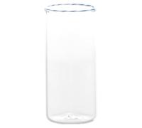 Conjunto de 6 vasos "Intrecci" para cócteles, fabricados en vidrio de borosilicato soplado a mano, con un elegante diseño blanco y azul, ideales para bebidas largas y resistentes a la temperatura