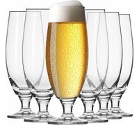 Conjunto de 6 vasos para cerveza de trigo Unyqoos® KROSNO, capacidad de 500 ml, fabricados en cristal sin plomo, colección Elite, aptos para lavavajillas, dimensiones: 215 mm de altura x 79 mm de diám
