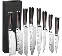 Conjunto de 8 cuchillos de cocina de acero inoxidable de alta calidad, juego de cuchillos ultra afilados con mango ergonómico, presentado en una caja de regalo, ideal para cocinar en casa y en restaur
