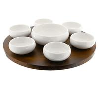 Conjunto de 8 piezas para servir, que incluye una tabla de madera y cuencos, ideal para aperitivos y salsas