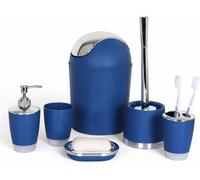 Conjunto de accesorios de baño de 6 piezas, que incluye dispensador de jabón y soporte para cepillo de inodoro, en color azul oscuro