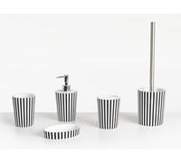 Conjunto de Accesorios de baño jabonera dispensador de jabón escobilla de Inodoro Vaso Soporte para cepillos de Dientes Blanco y Negro Lircay
