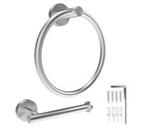 Conjunto de accesorios para baño, 2 piezas: soporte para papel higiénico y toallero, acero inoxidable con acabado níquel cepillado
