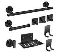 Conjunto de accesorios para baño, 9 piezas, color , acero inoxidable, 40 cm