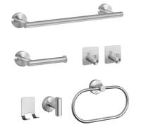 Conjunto de accesorios para baño de 7 piezas, acero inoxidable, color plateado mate