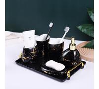 Conjunto de accesorios para baño s, juego de decoración para baño con diseño en mármol dorado, moderno juego de 6 piezas de accesorios para baño, completo