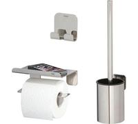 Conjunto de accesorios para baño Unyqoos® Tiger: incluye escobilla para inodoro con soporte, dispensador de papel higiénico con estante y ganchos para toallas, fabricado en acero inoxidable pulido, y