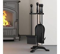 Conjunto de accesorios para chimenea Unyqoos® de 5 piezas, fabricado en hierro fundido, color , que incluye una pala, un gancho, un cepillo y una base estable. Dimensiones: 19,5 x 17 x 47 cm. Ideal pa