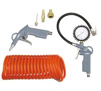 Conjunto de accesorios para compresor ABAC de 6 piezas, modelo G-813, que incluye un inflador de neumáticos con manómetro