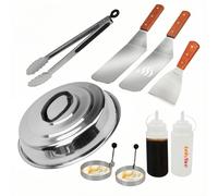 Conjunto de accesorios para parrilla de acero inoxidable de 9 piezas, con tapa y soporte para botellas