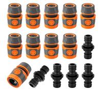 Conjunto de Acoplamiento de Manguera, 15 Piezas 1/2 Pulgada 13mm Doble Enchufe Manguera de Jardín de Extensión de Acoplamiento, Acoplamiento de Manguera para la Extensión de la Manguera