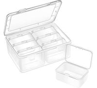Conjunto de almacenamiento Ibenzoa®: caja organizadora transparente y resistente a roturas con 14 compartimentos | Caja principal: 16,5 x 12 x 6 cm, compartimentos: 7,5 x 5 x 3,5 cm
