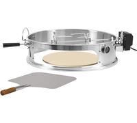 Conjunto de anillo para pizza de acero inoxidable con pincho para asar | Bandeja para pizza y pincho giratorio para parrillas esféricas de 57 cm de diámetro | Asador giratorio con motor y elemento par