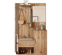 Conjunto de armario AIORBER con espejo y cojín – Armario compacto para la entrada con detalles s, espacio para paraguas, estante y zapatero, 115x185x37 cm
