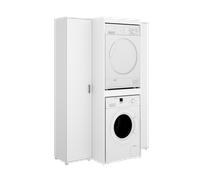 CONJUNTO DE ARMARIO CON 1 PUERTA Y MUEBLE ALTO PARA LAVADORA Y SECADORA CON ALMACENAJE 190x141,3x62cm White 190x141.3x62cm