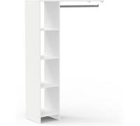 Conjunto de armario con barra para colgar y módulo con 3 compartimentos, ajustable, color: blanco mate, dimensiones: 120,2 x 180 x 39,6 cm