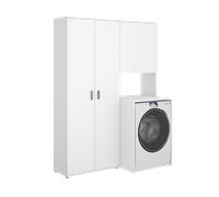 CONJUNTO DE ARMARIO ESCOBERO Y MUEBLE PARA LAVADORA CON ALTILLO 190x141,3x62cm White 190x141.3x62cm