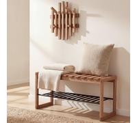 Conjunto de armario MCA HWC-P57, que incluye: panel de armario, banco y estante para zapatos, fabricado en madera maciza de roble