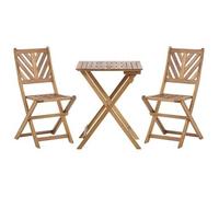 Conjunto De Balcón 3 Piezas De Madera De Acacia Clara Maciza 2 Sillas Y Mesa Diseño De Listones Terni