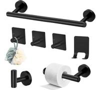 Conjunto de baño - 7 piezas - Acero - Autoadhesivo - Porta toallas - Porta papel higiénico - - Accesorios para baño