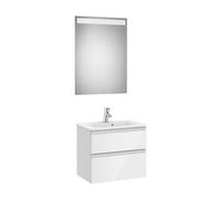 Conjunto de Baño Compacto Lavabo Central The Gap 60cm Blanco Brillo Roca - Sin conjunto de patas / Sin set de 2 colgadores