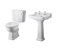 Conjunto de Baño Completo con Inodoro WC con Tapa Cisterna y Lavabo Tradicional - Lewiston Set Water Aseo