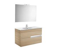 Roca Conjunto baño Victoria-N 100cm roble, lavabo, 2 cajones – Sin patas / Sin/Con caja organizadora