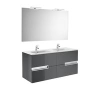 Conjunto de Baño con Cuatro Cajones y Doble Lavabo de Gris -n Victoria 120cm Roca - Sin conjunto de patas / Sin caja organizadora / Sin caja organizadora