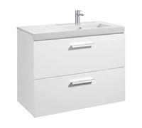 Conjunto de Baño con 2 Cajones de Unik Prisma 90cm Blanco Brillo Roca - Sin toallero / Sin conjunto de patas / Sin caja organizadora + Sin caja organizadora + Sin set de 2 colgadores