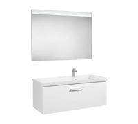 Conjunto de Baño con Lavabo a la Derecha Prisma 90cm Blanco Brillo Roca - Sin toallero / Sin caja organizadora / Sin caja organizadora + Sin set de 2 colgadores