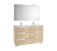 Conjunto de Baño con Seis Cajones y Doble Lavabo de -n Victoria 120cm Roble Roca - Sin conjunto de patas / Sin caja organizadora / Sin caja organizadora