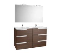 Conjunto de Baño con Seis Cajones y Doble Lavabo de Wengué -n Victoria 120cm Roca - Sin conjunto de patas / Sin caja organizadora / Sin caja organizadora