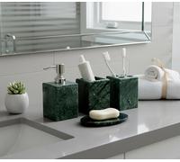 Conjunto de baño de 4 piezas para almacenamiento, que incluye dispensador de jabón líquido, soporte para cepillos de dientes, soporte para pasta de dientes y jabonera, fabricado en piedra natural