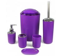 Conjunto de baño de 6 piezas con dispensador de jabón y escobilla para inodoro, diseño morado