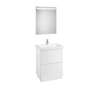 Conjunto de Baño Espejo Led en Acabado Lander 60cm Blanco Brillo Roca - Sin conjunto de patas / Sin caja organizadora / Sin caja organizadora