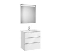 Conjunto de Baño Lavabo Central The Gap 70cm Blanco Brillo Roca - Sin toallero / Sin conjunto de patas / Sin caja organizadora + Sin caja organizadora + Sin set de 2 colgadores