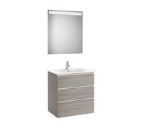 Conjunto de Baño Lavabo Central en Acabado The Gap 70cm Roble Roca - Sin toallero / Sin conjunto de patas / Sin caja organizadora + Sin caja organizadora + Sin set de 2 colgadores
