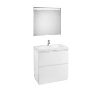 Conjunto de Baño Espejo Led y Un Acabado Lander 80cm Blanco Brillo Roca - Sin conjunto de patas / Sin caja organizadora / Sin caja organizadora