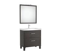 Conjunto de Baño de Gris Oscuro Mate Romea 80cm Roca - Sin toallero / Sin caja organizadora / Sin caja organizadora + Sin set de 2 colgadores