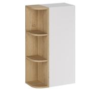 Conjunto de baño de media altura de 45 cm con estante abierto, color blanco y roble