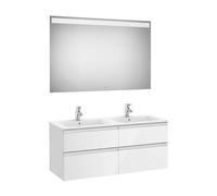 Roca Conjunto de baño Pack The Gap 120 cm, lavabo doble, blanco brillo, sin toallero ni patas