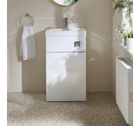 Conjunto de Baño Moderno Completo con Mueble de Lavabo y Mueble para WC (Sin Inodoro) - Color Blanco - 500mm x 890mm - Tirador Cromado - Cluo