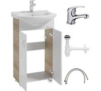 Conjunto de baño: mueble con lavabo independiente de 50 cm y grifo Tim cromado