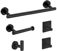 Conjunto de baño Unyqoos® de 5 piezas: toallero de 16 pulgadas, dispensador de papel higiénico con 3 ganchos, acero inoxidable 304, montaje con tornillos, diseño moderno