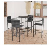 Conjunto de bar para jardín 5 piezas ratán sintético gris vidaxl