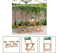 Conjunto de bistro de 3 piezas "The Living Store", con estampado de hojas, fabricado en tela y madera maciza
