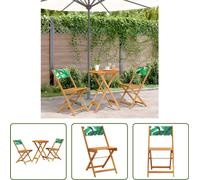 Conjunto de bistro de 3 piezas "The Living Store", con estampado de hojas, fabricado en tela y madera maciza